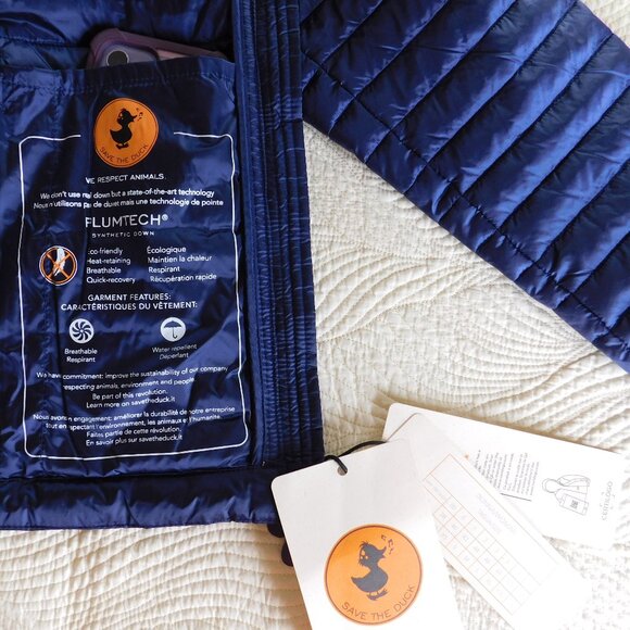 NWT Save The Duck Iris NLA Carly style navy Plumtech vegan down puffer jacket M - Picture 10 of 16